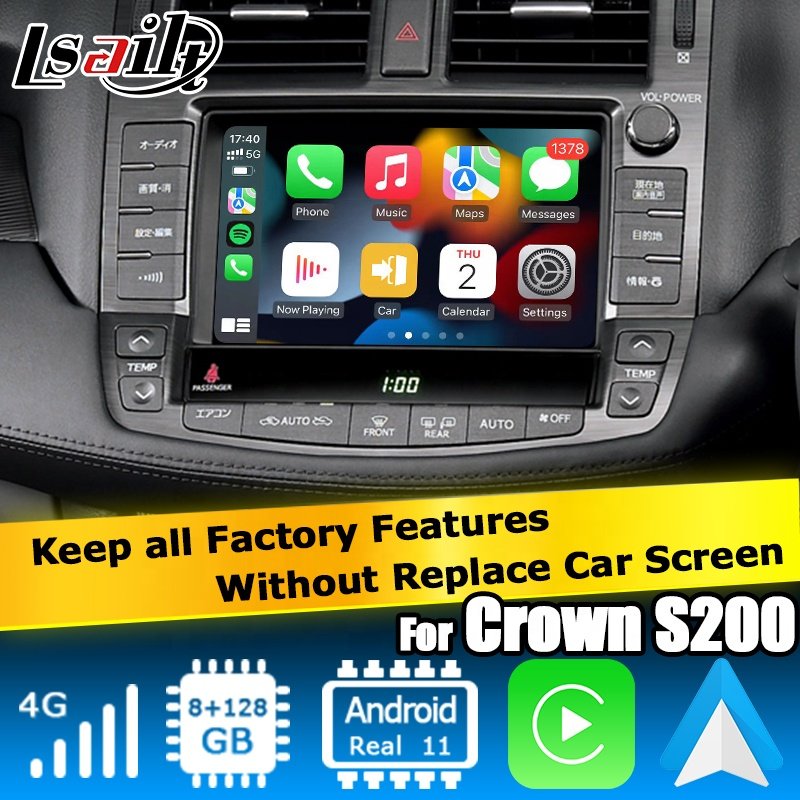 8+128 Android Carplay Box for Toyota Crown S200 GRS204 URS206 Athlete Majesta 2008-2012 Video Interface by Lsailt