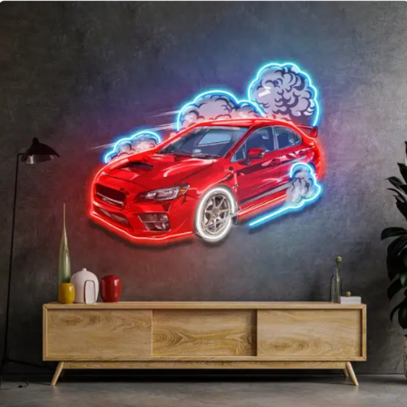 Custom Car Acrylic UV-printed Neon Sign Store Business logo Design UV Car Neon Sign Idea Design for Wall Lighting