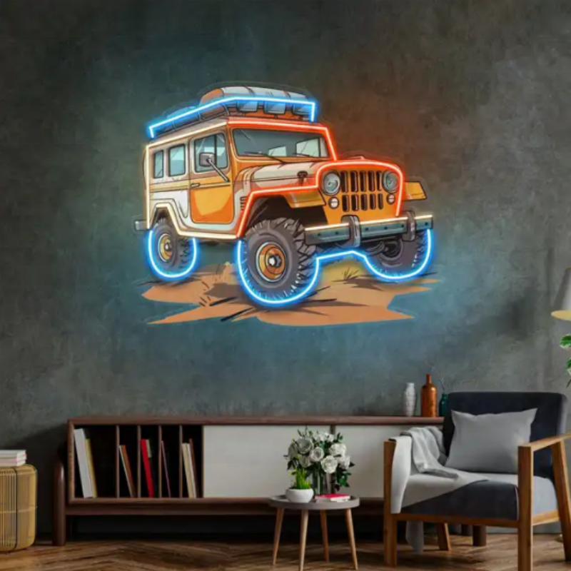Custom Car Acrylic UV-printed Neon Sign Store Business logo Design UV Car Neon Sign Idea Design for Wall Lighting