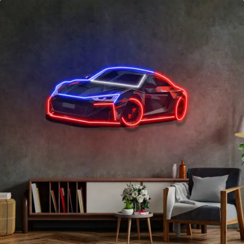 Custom Car Acrylic UV-printed Neon Sign Store Business logo Design UV Car Neon Sign Idea Design for Wall Lighting