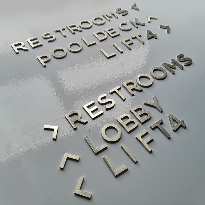 Brushed Fashion Small Thin Decorative Self Adhesive Advertising Metal Alphabet Letter for Wall