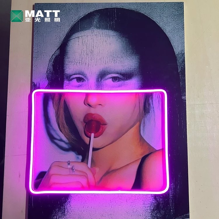 Pop Culture Modern Art Canvas 40CM Mona Lisa Led Neon Lights Custom Acrylic Neon Sign Dimmable Lights for Bedroom Wall Art Decor