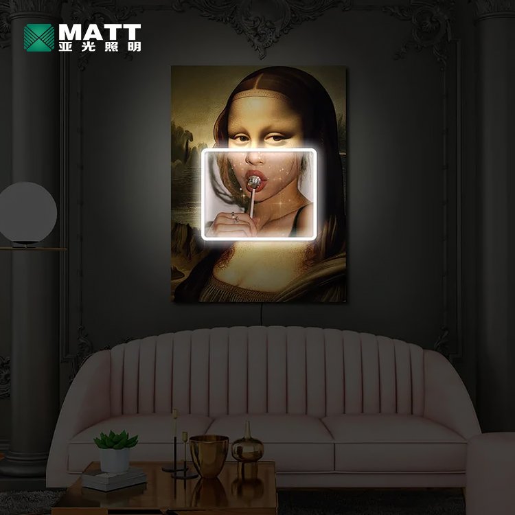 Pop Culture Modern Art Canvas 40CM Mona Lisa Led Neon Lights Custom Acrylic Neon Sign Dimmable Lights for Bedroom Wall Art Decor