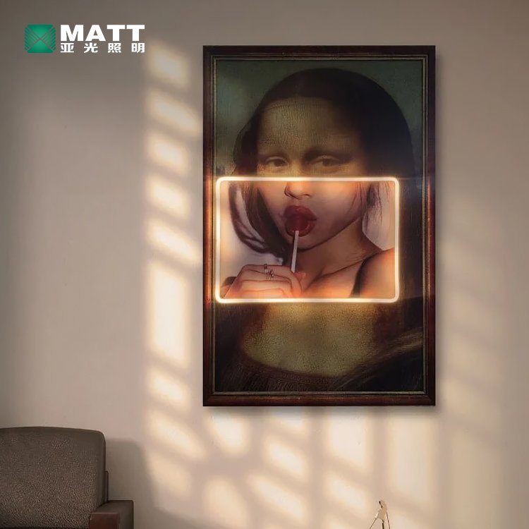 Pop Culture Modern Art Canvas 40CM Mona Lisa Led Neon Lights Custom Acrylic Neon Sign Dimmable Lights for Bedroom Wall Art Decor