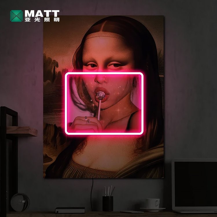 Pop Culture Modern Art Canvas 40CM Mona Lisa Led Neon Lights Custom Acrylic Neon Sign Dimmable Lights for Bedroom Wall Art Decor