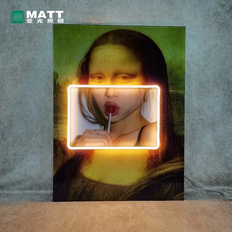 Pop Culture Modern Art Canvas 40CM Mona Lisa Led Neon Lights Custom Acrylic Neon Sign Dimmable Lights for Bedroom Wall Art Decor