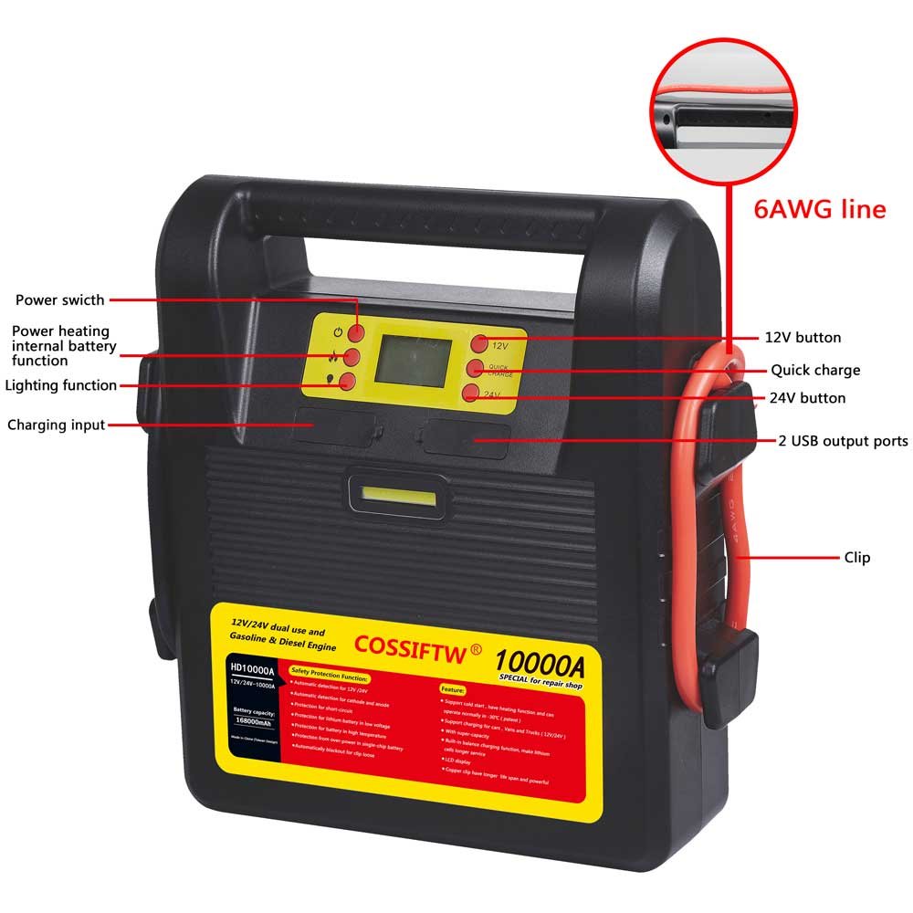 10000 Amp 24-Volt Portable Lithium Jump Starter