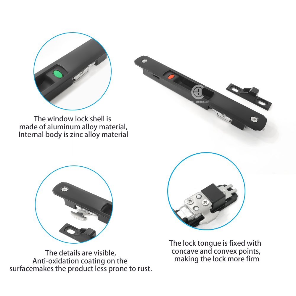 KEYI Factory Supplies Modern Design Automatic Aluminium Window Latch Lock With Hook South America Door and Window Accessories