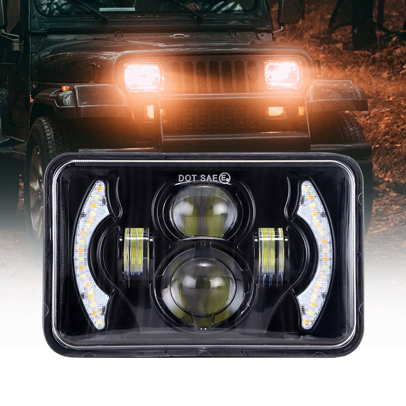 FDN H4 Led Headlight for Jeep Cherokee Xj Car Accessories 5 Inch Dot Led Sealed Beam Truck Headlight With Halo for Gmc