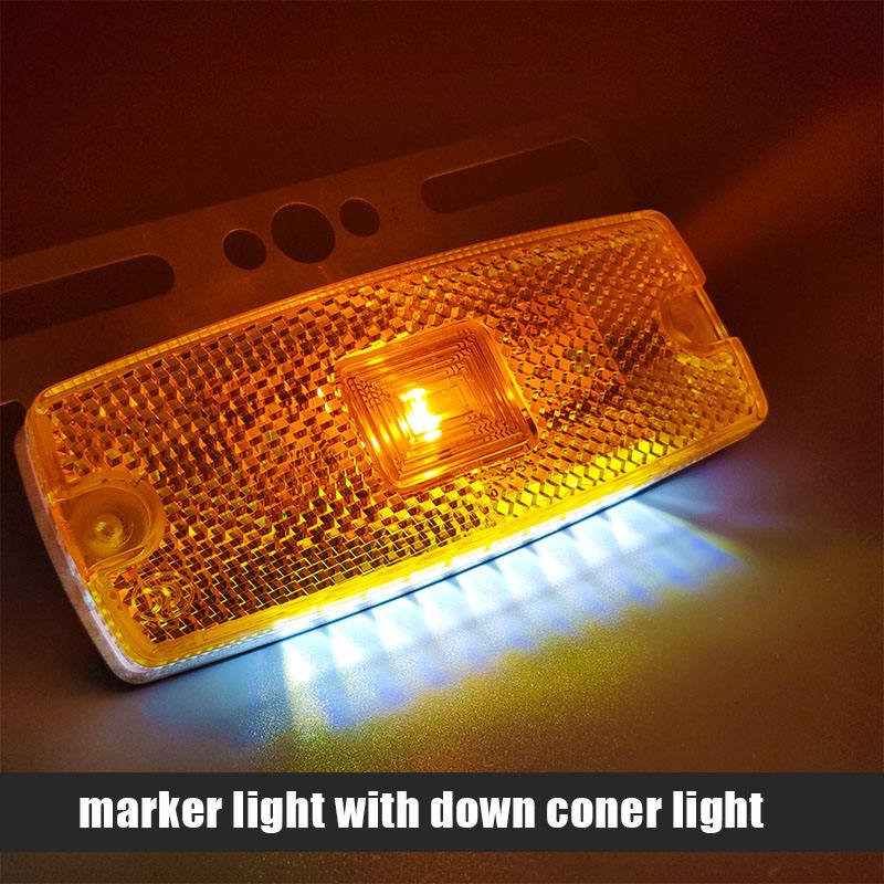 4 Inch Rectangle 12V/24V Amber Red White Indicator Position Light Ground Tail Lamp 1 Led Side Marker Light for Truck Trailer Bus