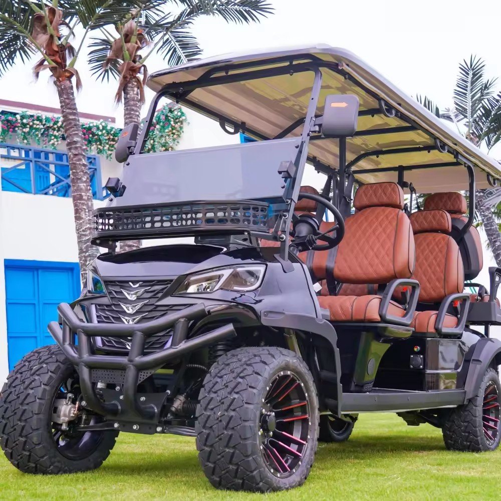 PGASHOW New 6 Seat Sightseeing Bus Hunting Club Golf Cart Electric Golf Buggy