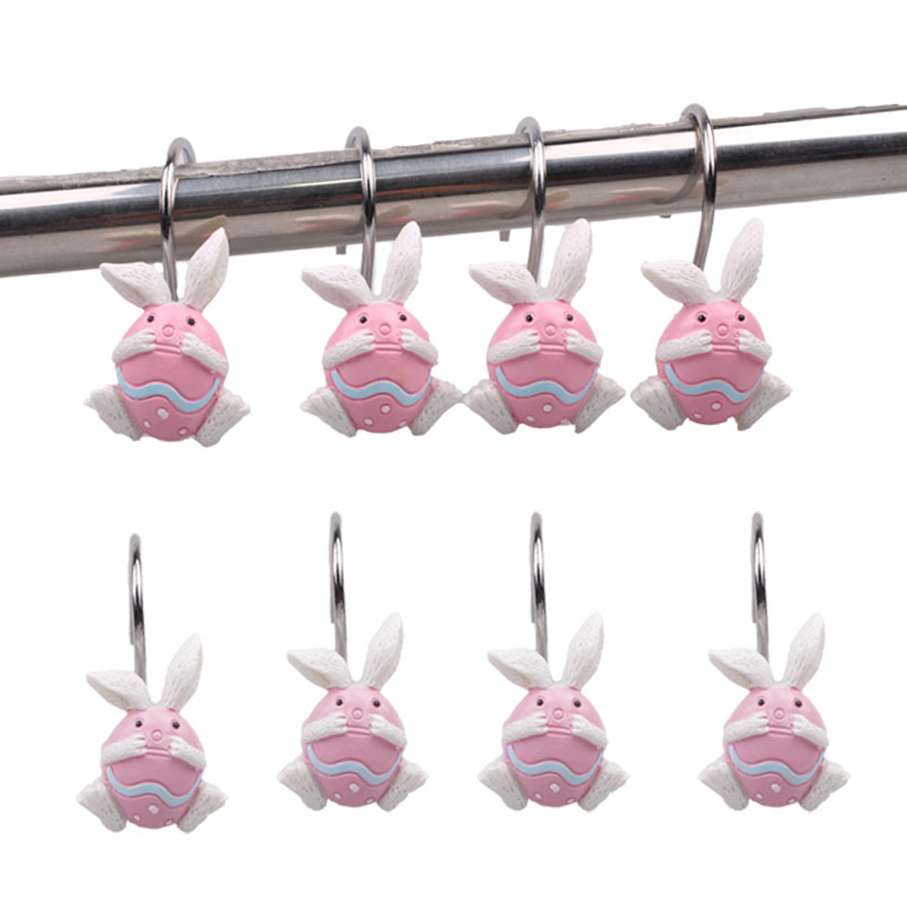 Spring Easter Fun Easter Egg Rabbit Bathroom Accessories Home Decoration Shower Curtain Curtains Hooks