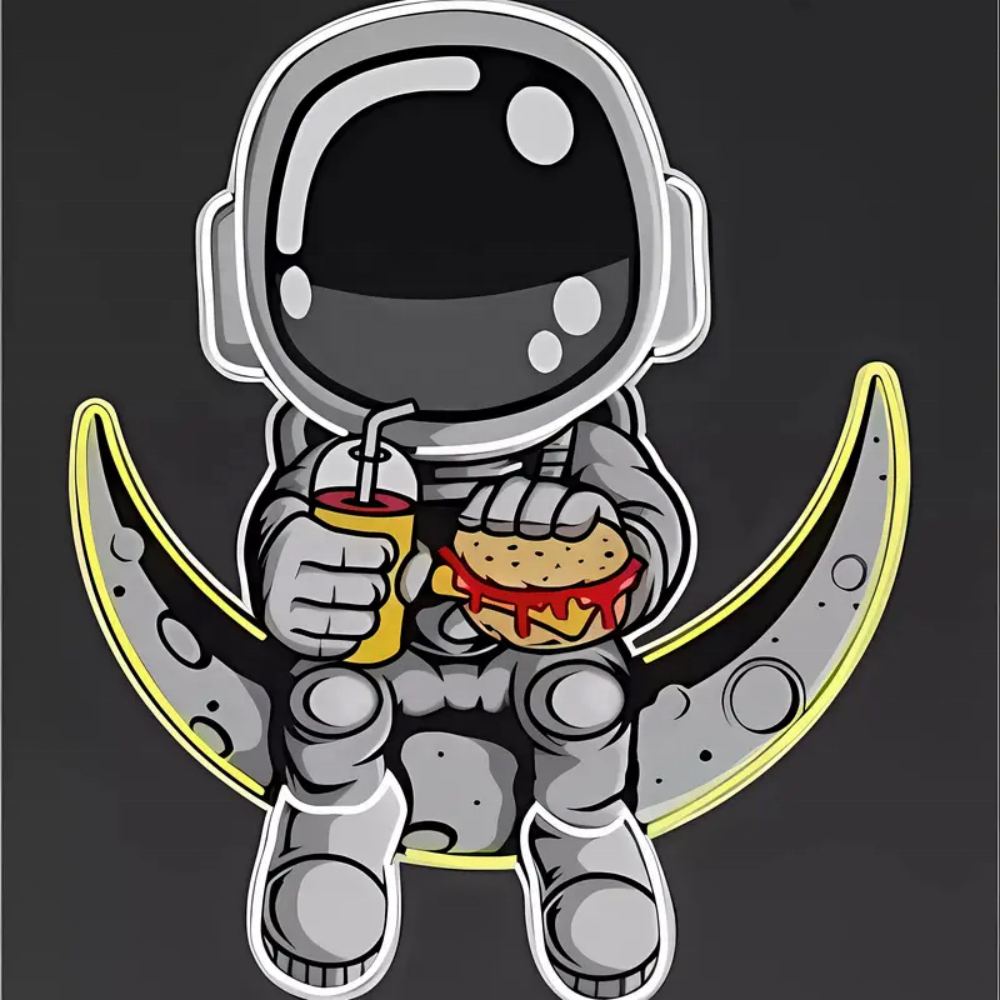 Custom Neon Sign Astronauts Artwork Handmade Moon Led Light Spaceman Sign Home Bedroom UV Printed Neon Light Sign for Wall Decor