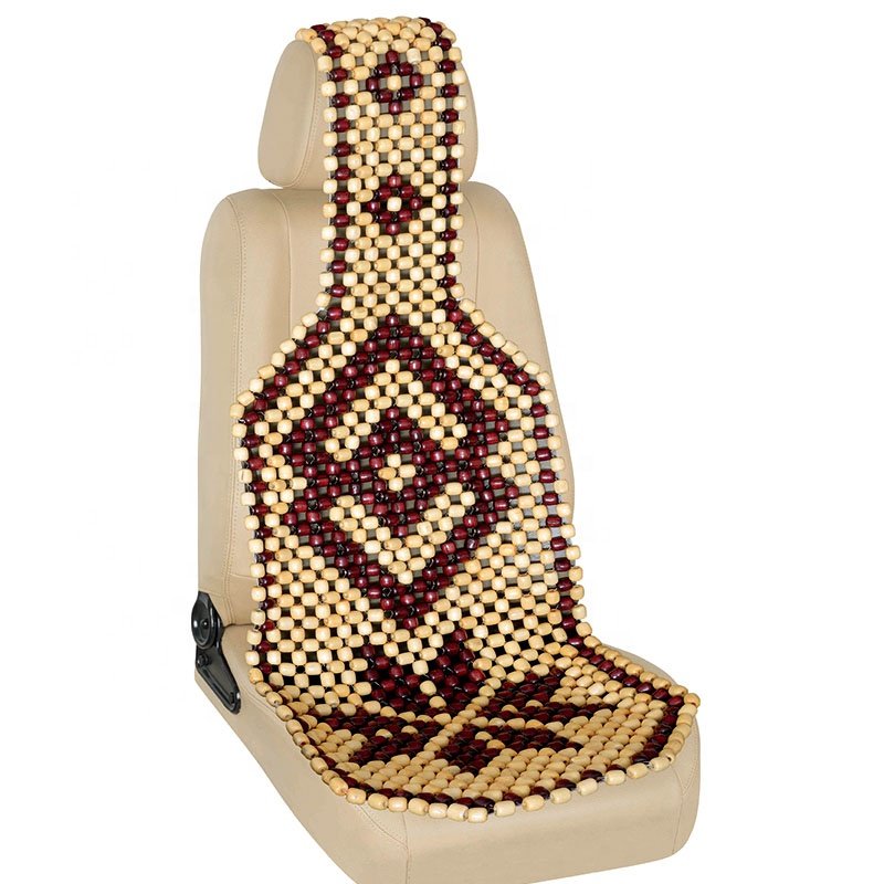 Natural Wood Beaded Car Truck Office Chair Cooling Seat Cover Massage Cushion Interior Accessories