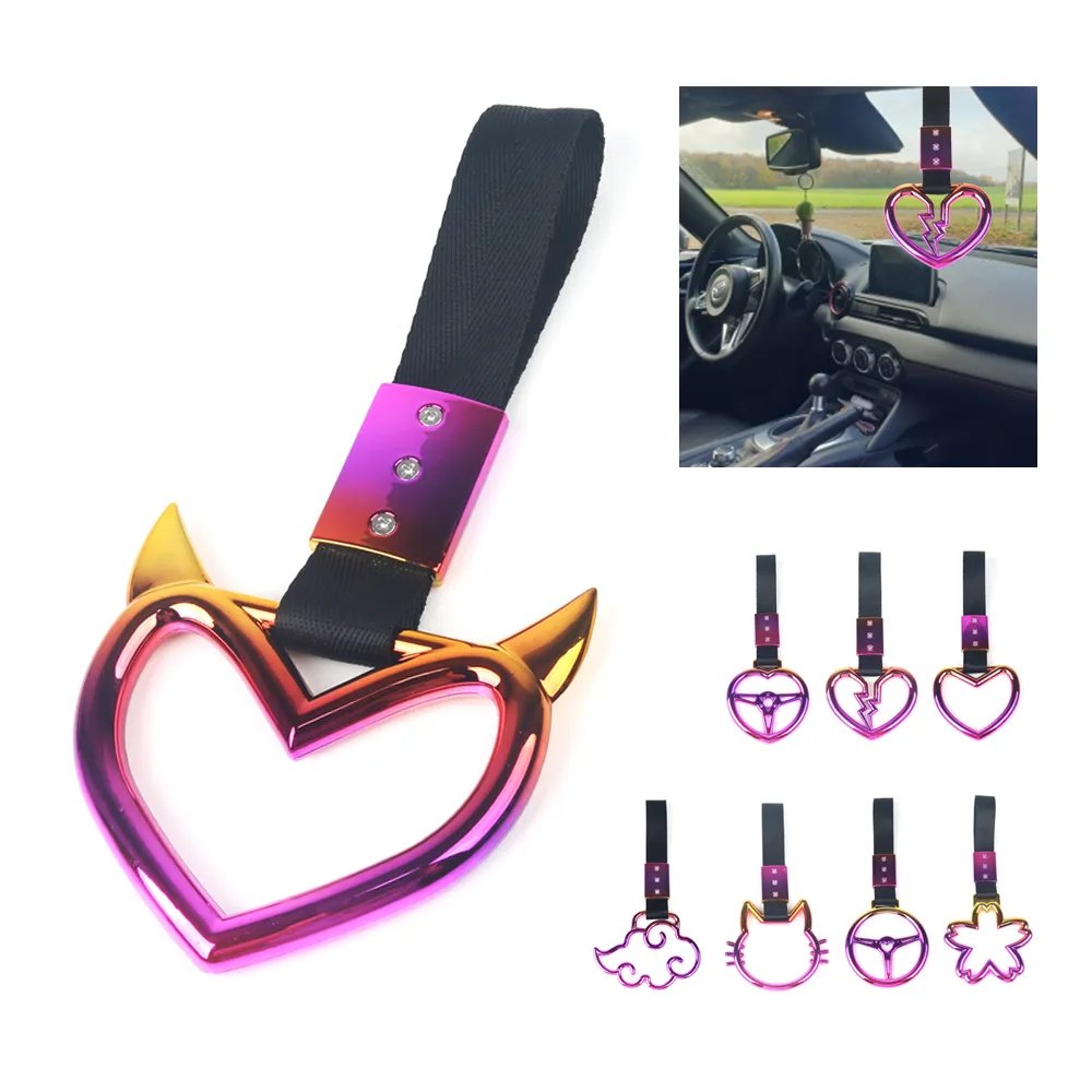 Magic MagicWarning Ring Tsurikawa Ring Heart Jdm Train Bus Handle Hand Strap Drift Charm Strap Auto Accessories Car