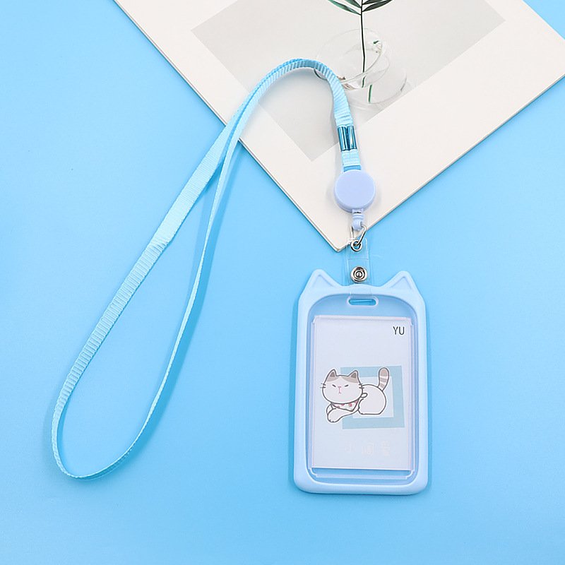 Creative Retractable Bus Card Holder Lanyard Student Campus Access ID Card Holder Plastic Meal Card Holder-Wholesale