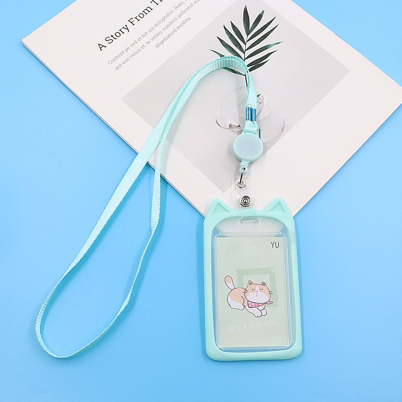 Creative Retractable Bus Card Holder Lanyard Student Campus Access ID Card Holder Plastic Meal Card Holder-Wholesale