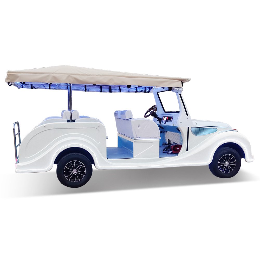8 Seats Touring Electric Classic Sightseeing Vintage Car Golf Cart Lithium Battery Three Rows of Seats 5+3 Seats