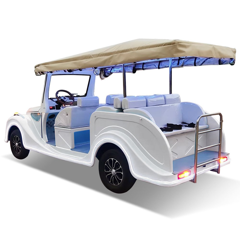 8 Seats Touring Electric Classic Sightseeing Vintage Car Golf Cart Lithium Battery Three Rows of Seats 5+3 Seats