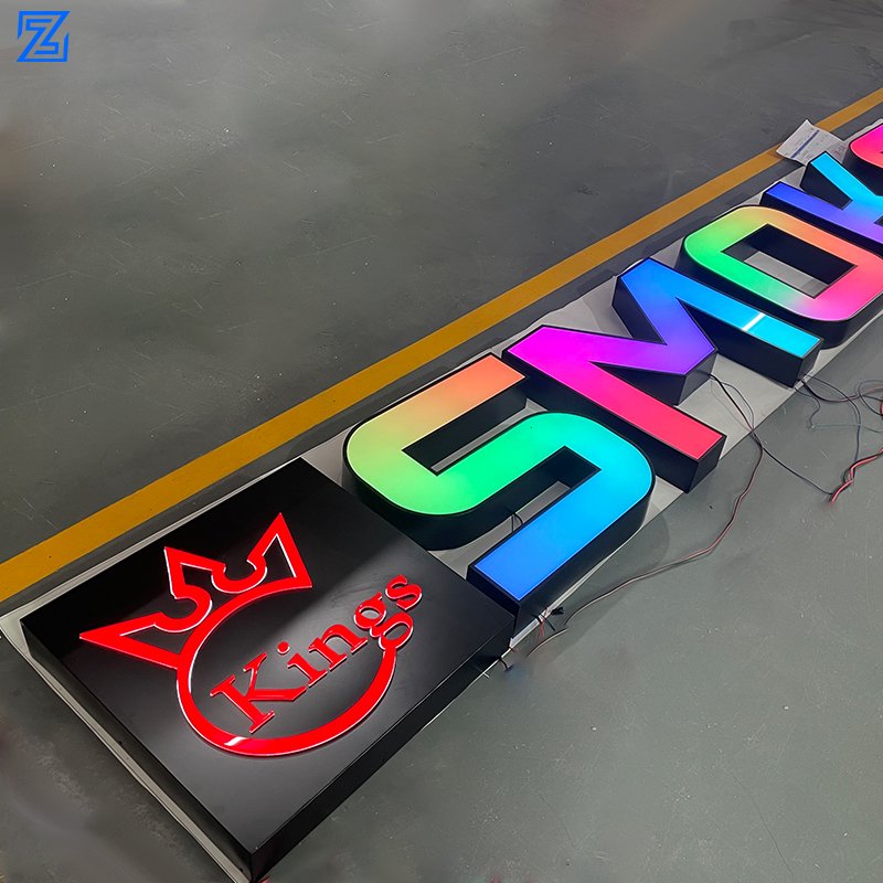 Custom Magic Color Alphabet Lighted Stainless Steel Shop Name Sign Led Light up Letters