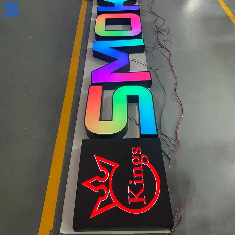 Custom Magic Color Alphabet Lighted Stainless Steel Shop Name Sign Led Light up Letters