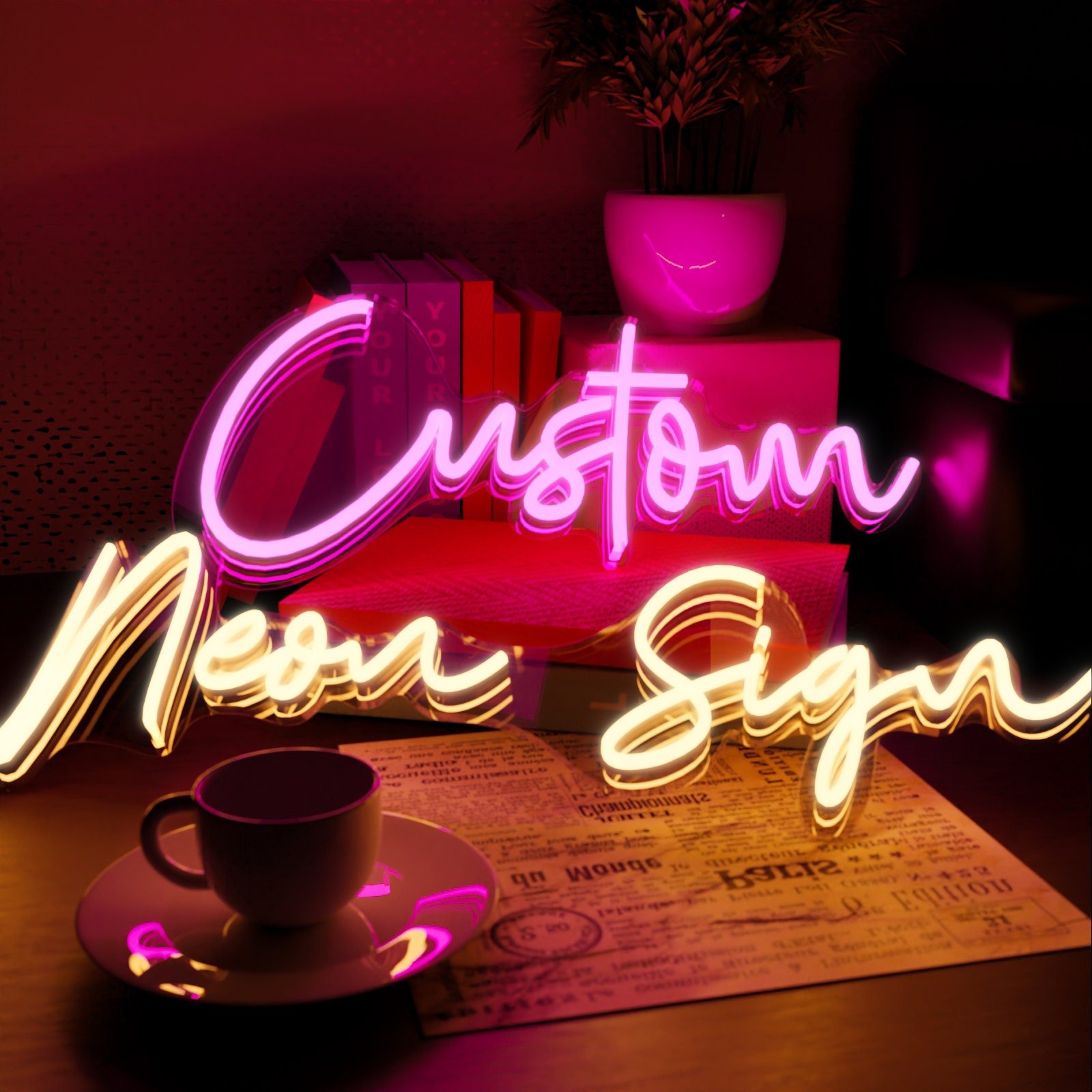 Custom Sample Hello Sign Hanging Colorful Light Acrylic Logo Outdoor Waterproof LED Advertising Neon Signs for Bar