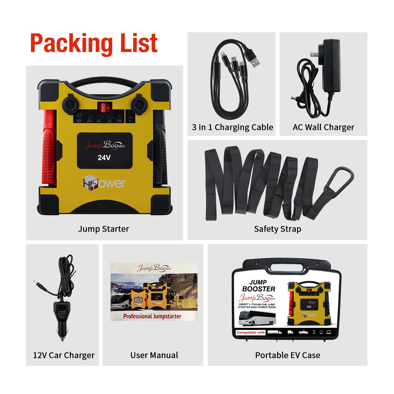 24v Lithium Battery Jump Starter Power Bank Multifunction Emergency Car Battery Jump Starter With Smart Cable