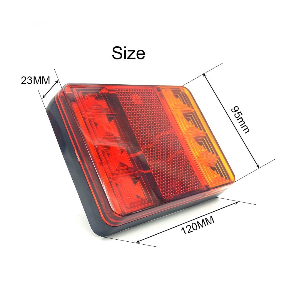 High Quality12 24V 8 LED Red Ambere Trailer Truck Stop Turn Rear Reverse Combination Tail Light for Tractor Lorry RV Camper