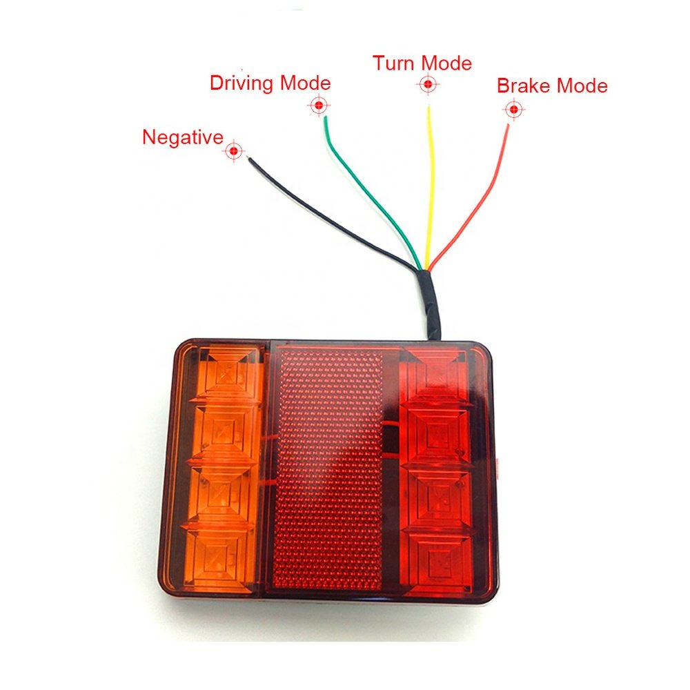 High Quality12 24V 8 LED Red Ambere Trailer Truck Stop Turn Rear Reverse Combination Tail Light for Tractor Lorry RV Camper