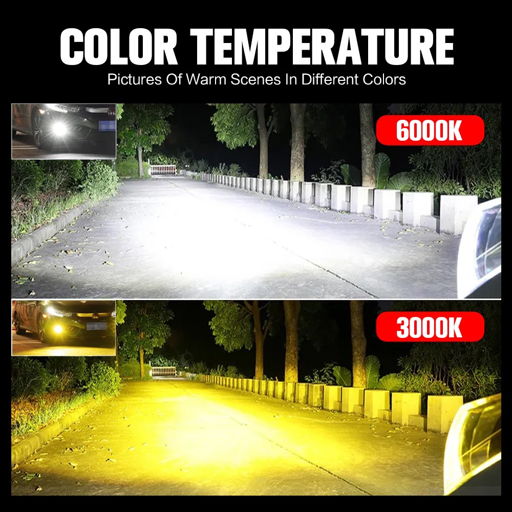 Super Bright V9D 6000k&3000k 200W 40000lm Led Headlight H3 H4 9005 880 Double Copper Tube Fan External Driver Fog Light