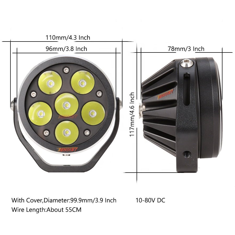 3.8 Inch White Yellow Spot LED Work Driving Head Fog Light for Truck Car SUV Offroad ATV UTV BUS 10-80V