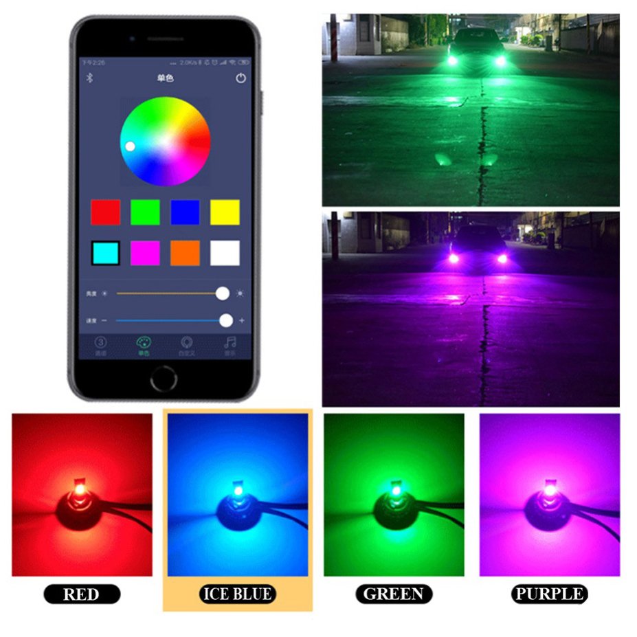 2 in 1 CSP Chips Updated RGB Auto LED Headlight Kits Multi-Color Changing CAR LED HEADLIGHT BULB Controlled by Smartphone App