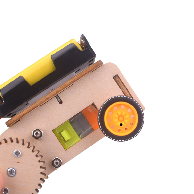 Wooden DIY Shuttle Bus Electric Gear Wheel Car Kids Science Toy Technology Gadget STEM Physics Blocks Kit Physics Science Kits