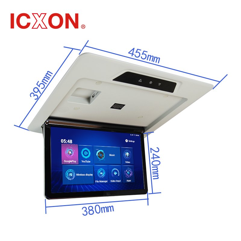 Multi-language Support Car Ceiling Mounted Monitor 15.6 Inch Screen Android Flip Down Monitor Bus LCD TV