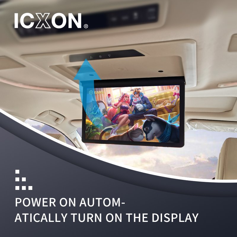 Multi-language Support Car Ceiling Mounted Monitor 15.6 Inch Screen Android Flip Down Monitor Bus LCD TV