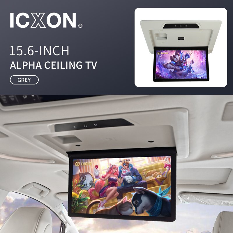 Multi-language Support Car Ceiling Mounted Monitor 15.6 Inch Screen Android Flip Down Monitor Bus LCD TV