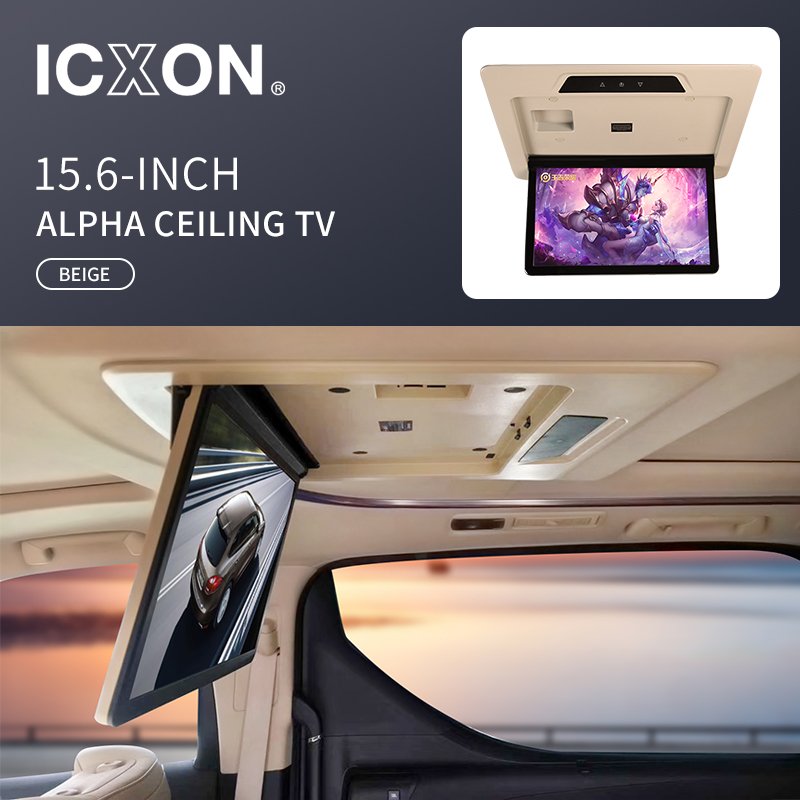 Multi-language Support Car Ceiling Mounted Monitor 15.6 Inch Screen Android Flip Down Monitor Bus LCD TV