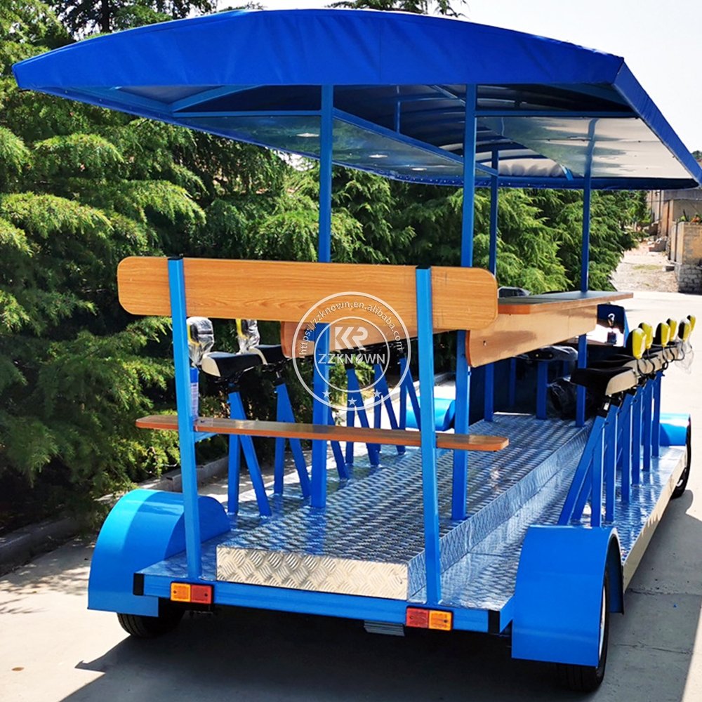 2025 Luxury Electric Pedal-Riding Beer Bike Upgrade Mobile Bar Beer Truck Sightseeing City Bus Party Bike Pedal Pub Beer Bike