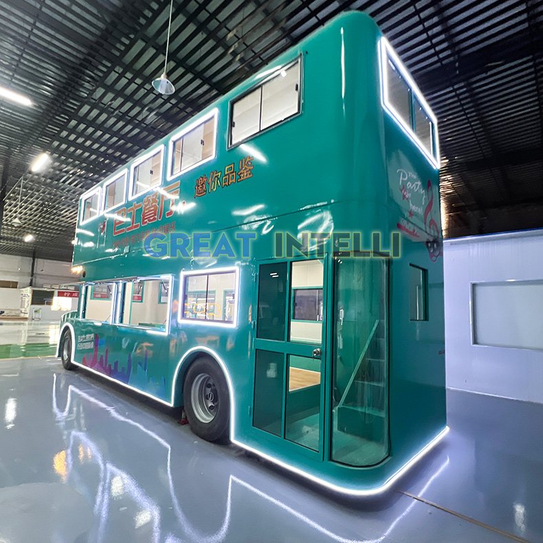 Food Truck Fully Equipped Restaurant Prefab Food Bus Pop up Coffee Shop Mobile Container Bar