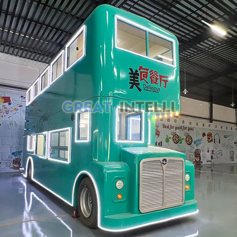 Food Truck Fully Equipped Restaurant Prefab Food Bus Pop up Coffee Shop Mobile Container Bar