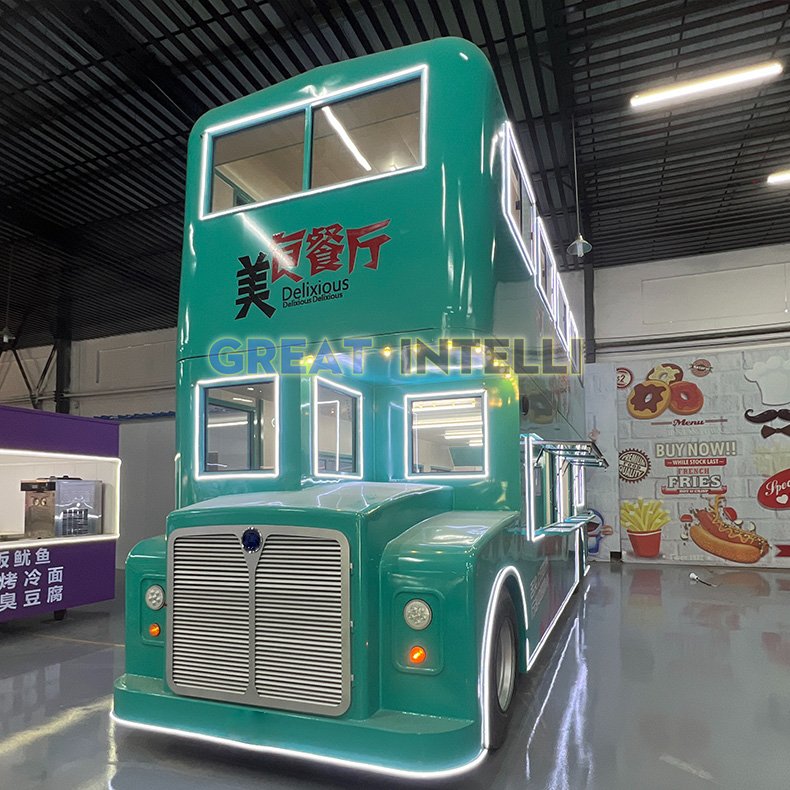 Food Truck Fully Equipped Restaurant Prefab Food Bus Pop up Coffee Shop Mobile Container Bar