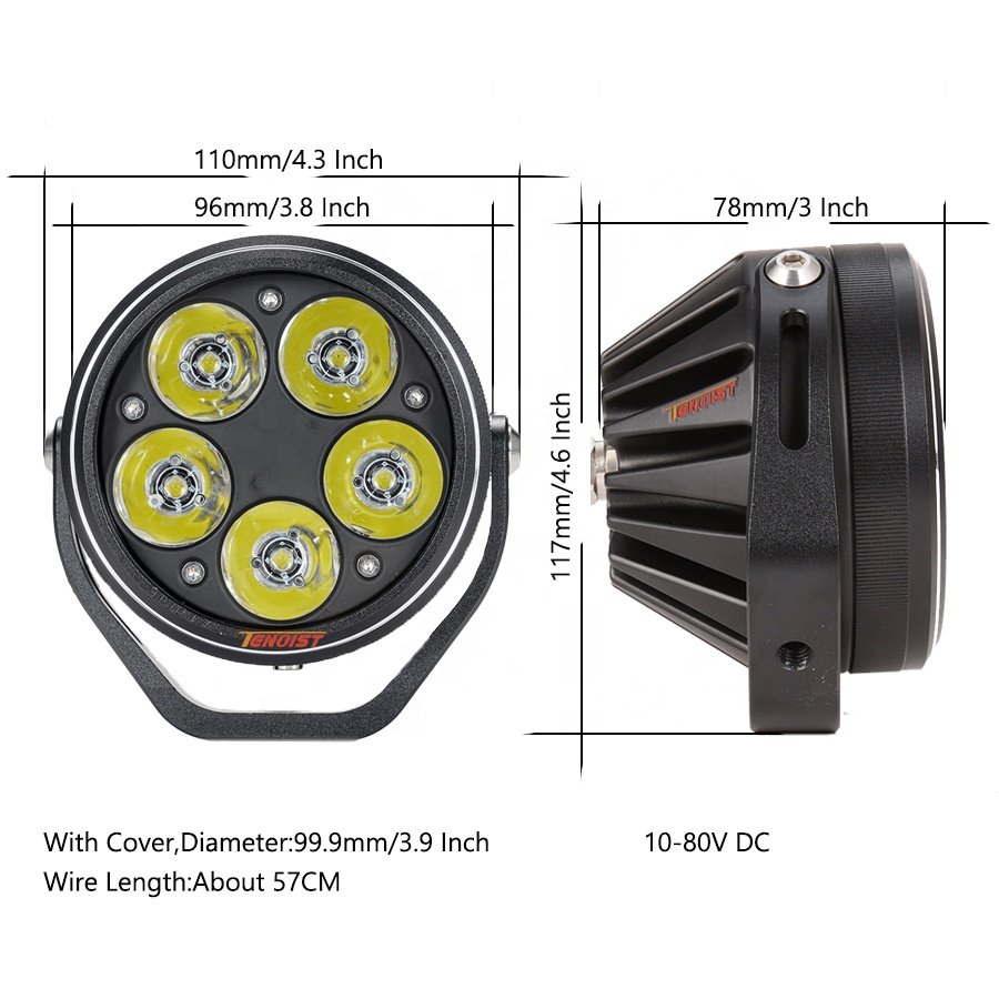 New High Quality 3.8 Inch 5 Beams White Yellow Spot LED Work Driving Head Fog Light for Truck Car SUV Offroad ATV UTV BUS 10-80V
