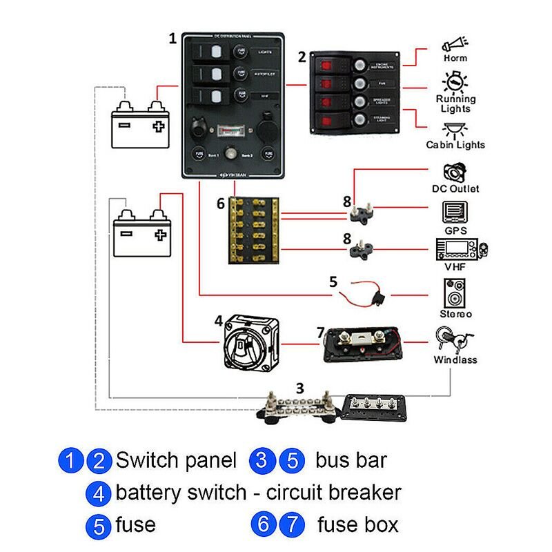 Dual Stud Heavy Duty RV Battery Terminal Combination Common Red Black M10 Interior Accessories