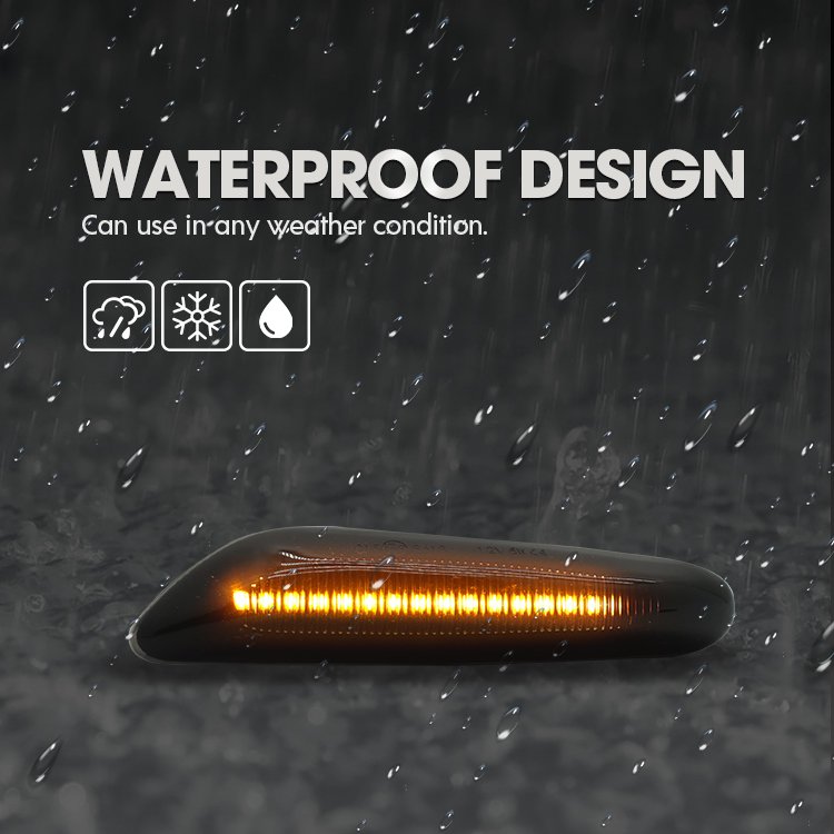 Amber Dynamic Turn signal Lamp with Smoke Black Len Flow Side Blinker Indicator Yellow Sequential Led Car Side Marker Light