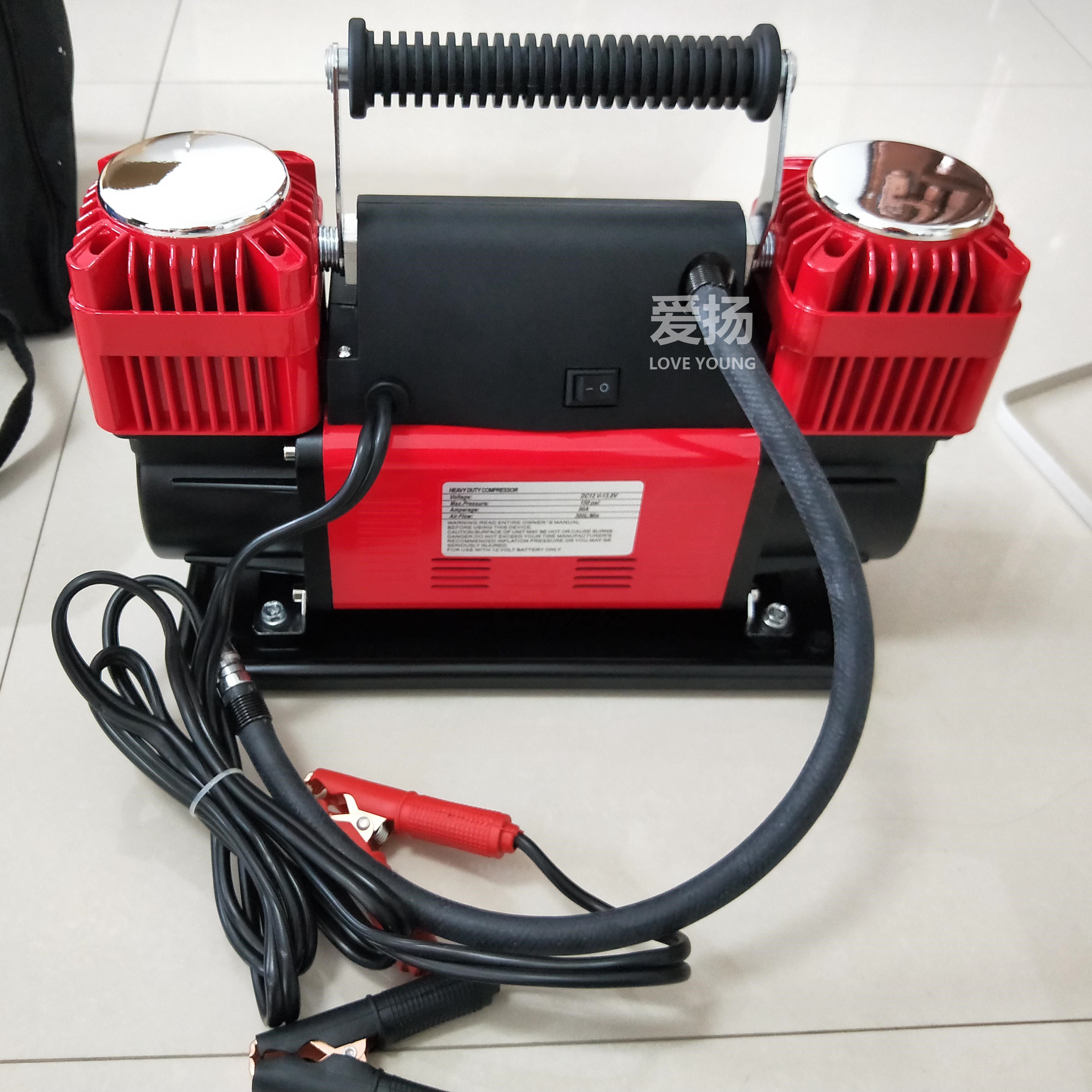High Flow Mini Portable 2 Cylinders Inflator Air Pump Connectors 150psi Tire Air Compressor for Car with Europe Color Box 12V