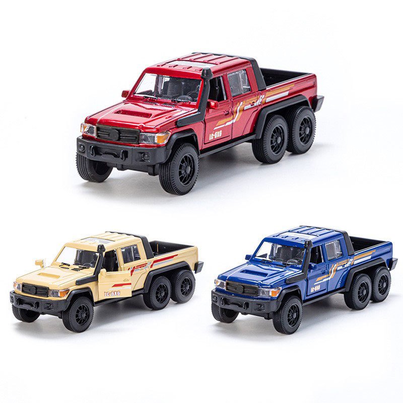 1:32 Alloy Cross-Border Pickup Truck Model Kids' Push-Back Plastic Ornaments Moving Wheels Off-Road Vehicle Toy for Boys
