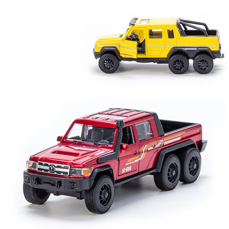 1:32 Alloy Cross-Border Pickup Truck Model Kids' Push-Back Plastic Ornaments Moving Wheels Off-Road Vehicle Toy for Boys