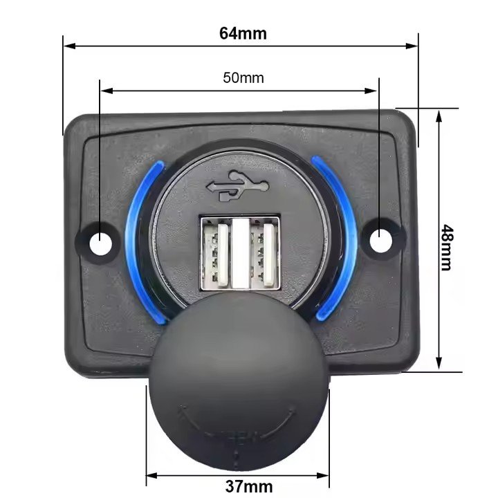 Waterproof Panel Mount 3.1A Massage Chair Marine Boat Car Bus Seat Dual Charging Port Bus USB Charger with LED