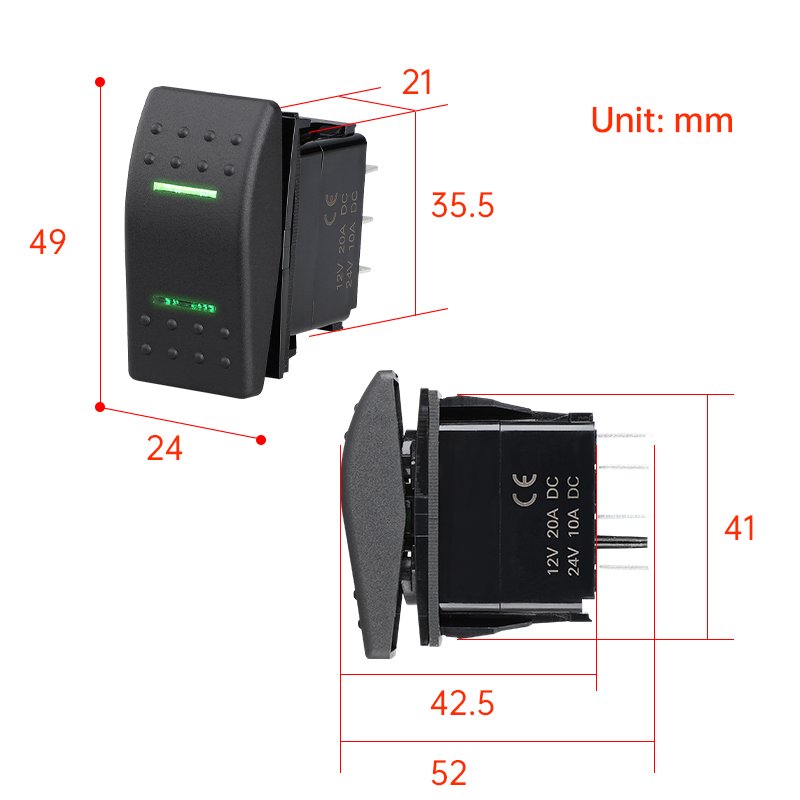 Wholesale 12v 24v Double Lamp Switch Marine Rocker Toggle Horn Momentary Button Black Boat Rocker Panel Switch for Vehicles
