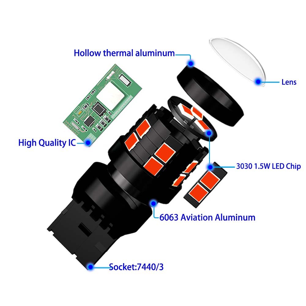 15 Smd Red Beam 9-30v 6000k No Error Free Canbus T25 3156 3157 W21W W21/5W S25 Drl Turn 1156 7440 for Automotive